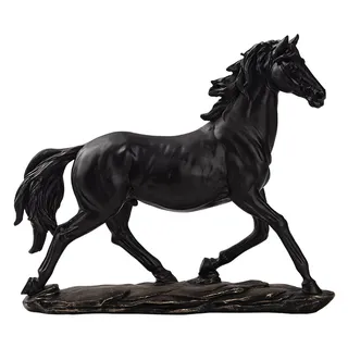 Tierskulptur Pferde Statue Deko 29.3Cm Home Pferd Statue Handwerk Modell Für Privatpersonen Gästezimmer Restaurant Schreibtisch Skulptur Innendekorationen,Schwarz