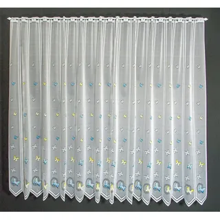 Gardinen Kranzusch Scheibengardine Schmetterlinge (1 St), Stangendurchzug, transparent, Stablöcher,transparent,verschiedene Höhen, Breiten blau|gelb|weiß 24.0 cm x 120 cm