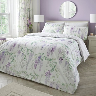 Dreams & Drapes Design – Glyzinie – Wende-Bettbezug-Set – Einzelbett in lila