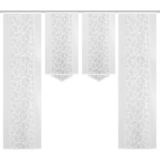 HOME WOHNIDEEN Schiebegardine Klettband 225 x 225 cm Beige/Weiß 4 St.