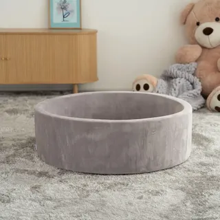 Home Deluxe Bällebad Samt inkl. Spielbälle Pastell TWIRL - 100 x 100 cm Grau