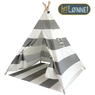 Hej Lønne Tipi-Zelt Tipi Zelt für Kinder grau gestreift Kinderzelt, (6er Set) grau|weiß