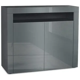 Vladon Valencia 108 x 92 x 40 cm Schwarz matt/Grau Hochglanz