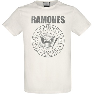 Ramones T-Shirt - Amplified Collection - Vintage Shield - S bis 3XL - für Männer - Größe M - weiß  - Lizenziertes Merchandise!
