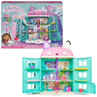 Gabby‘s Dollhouse, über 60cm großes Purrfect Puppenhaus mit Gabby und Panda Pfötchen Figur, 8 Möbelstücken, 3 Zubehörteilen, 2 Überraschungsboxen und Geräuschen, Geschenk für Kinder ab 3 Jahren