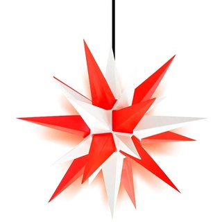 30,5 cm großer (rot/weißer) beleuchteter LED-Feiertags-Herrnhuter Stern – Outdoor-hängende Weihnachtsdekoration Stern – Advent & Weihnachtsstern – Baumspitze (einfache Montage)