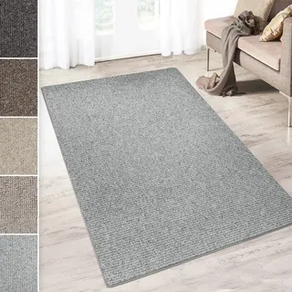 casa pura Teppich Läufer Carlton | Flachgewebe dezent Gemustert | Teppichläufer in vielen Größen | als Küchenläufer, Flurläufer (Hellgrau - 200x400 cm)