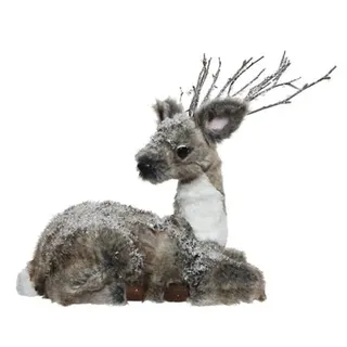 Rentier Hirsch mit Plüsch 30 cm (K457391) Dekofigur Weihnachtsdeko