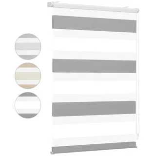 Doppelrollo Doppelrollo Zebra Rollo Zweifarbig Klemmfix ohne Bohren Sichtschutz, Sekey, freihängend, Extra breite Stoffbahnen, Lichtregulierung, Kettenzug links/rechts grau 100 cm x 150 cm