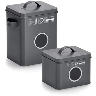 Zeller Present Aufbewahrungsbox Landry (Set, 2 St., 1 Box 18x15,5x17 cm, 1 Box 23,5x15,5x26,5 cm), Waschpulver-Box, Metall grau