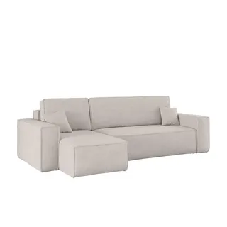 Kaiser Möbel Ecksofa mit schlaffunktion und Bettkasten, Eckcouch BEST Poso Dicker Cord Beige Links