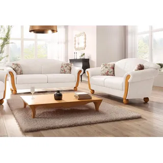 Home Affaire Polstergarnitur HOME AFFAIRE "Milano, bequem durch Federkern, Landhaus Stil, geschwungene Armlehnen", beige (sand), H:83cm T:81cm, Sitzmöbel-Sets, Set bestehend aus 2-Sitzer und 3-Sitzer, Topseller