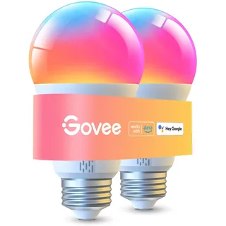 Govee Smart Glühbirne E27, 1000LM RGBWW Led Lamp App dimmbar, Wi-Fi & Bluetooth Smart Bulbs 9W, 54 Szenen, 16 Millionen DIY-Farben, Kompatibel mit Alexa & Google Assistant, 2 Stück
