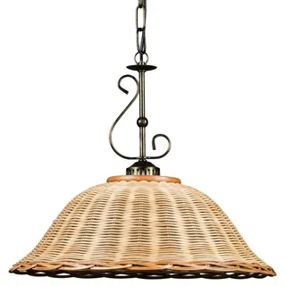 Helios Leuchten Hängeleuchten Rattan, Korblampe, Rattanlampe skandinavischer Stil, Boho Hängelampe, für Esstisch Wohnzimmer Küche, handgefertigtes Produkt braun