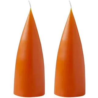 Kunstindustrien® Stumpenkerzen, Hergestellt in Dänemark, 43 Farben verfügbar, Kegel Kerze, Durchgefärbte Stumpenkerze lange Brenndauer von 15 Stunden, Kerzen Deko, 2 Stück, 6,5 x 16cm (Orange)