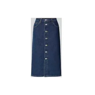 Jeansrock mit Knopfleiste, Marine, 36