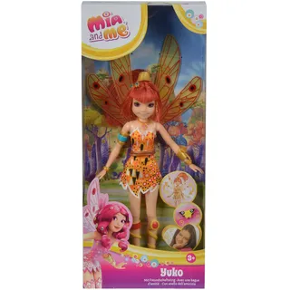 Simba 109480090 - Mia and Me neue Puppe Yuko mit Glasaugen, Elfe mit beweglichen Flügeln und Beinen, Haarclips, 3x Armreif, Kette und Freundschaftsring, 23cm, Bunt