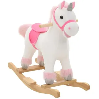 vidaXL Schaukeltier Einhorn Plüsch 65x32x58 cm Weiß und Rosa