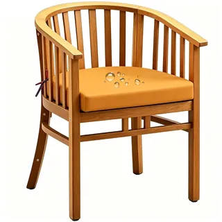 PLCIVSA Stuhlkissen Outdoor Halbrund Wasserfest 40x40 45x45 50x50cm rutschfest Sitzkissen mit Bändern Dickes Hochdichter Schaumstoff Sitzpolster für Garten,Terrasse, Außenmöbel(Gelb,47x40x5cm)
