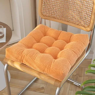 Dicke & Weiche Sitzkissen Stuhl, Bequeme Stuhlkissen & Atmungsaktive Bodonkissen, Flauschige Cord Sitzpolster für Wohnzimmer, Garten, Büro, Terrasse - Hochwertige Gartenstuhl Kissen(Orange,45 x 45cm)
