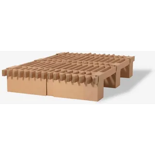 ROOM IN A BOX Grid Stauraumbett | Medium 120-140 cm | Braun | Platz für bis zu vier Schubladen. Kein Lattenrost oder Werkzeug nötig. Made in Germany.