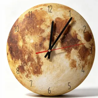 HERCHR Moderne Wanduhr 28cm/11,0 Zoll Mond Wanduhr Stille Batteriebetriebene Hängende Monduhr für Wohnzimmer Schlafzimmer(Gelb)
