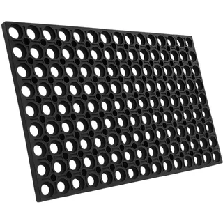 Gummimatte Schmutzfangmatte Ringgummimatte Ringmatte Fußmatte Fußabtreter komplett aus Gummimaterial 16 mm Höhe 5 Größen (40x80) Schwarz Entwässerungslöcher wetterfest
