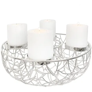 Edzard Adventskranz Milano (ø 34 cm), silberfarben, Edelstahl vernickelt,