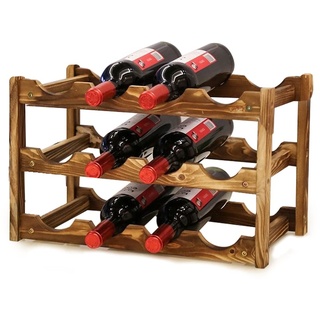 MAGIC SELECT Weinregal aus Massivholz für 12 Flaschen, Vintage rustikaler Weinflaschenhalter für Weinflaschen, Aufbewahrung für Zuhause, Keller, Bar, Küche