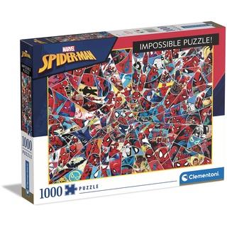 Clementoni 39657 Spider Impossible Marvel Spiderman-Puzzle 1000 Teile ab 10 Jahren, Erwachsenenpuzzle mit Wimmelbild, herausforderndes Geschicklichkeitsspiel für die ganze Familie, Mehrfarbig, Medium