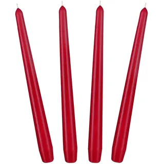 BRUBAKER 24 cm Spitzkerzen für Kerzenständer und Kerzenhalter - 4 Stück - lange, tropffreie Deko Kerzen mit langer Brenndauer - Leuchterkerzen Set Dunkelrot