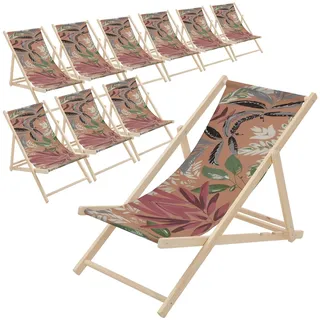 ECD Germany Sonnenliege 10er Set 120 x 60 x 30 cm Braun