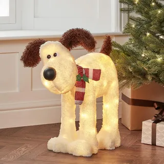 Lights4fun LED Wallace & GromitTM Figur Weihnachtsbeleuchtung Außen Weihnachtsfigur mit Timer Weihnachtsfigur Hund Weihnachtsdeko außen