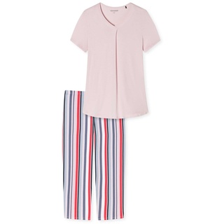 SCHIESSER Damen Schlafanzug 3/4 - Nachtwäsche, 1/2 Arm, Pyjama, Streifen Rosa XL