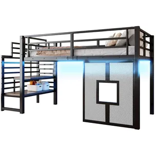 Wishdor Hochbett, Schwarz, Metall, Rechteckig, 90x200 cm, Kinderzimmer & Jugendzimmer, Kindermöbel, Kinderbetten, Hochbetten