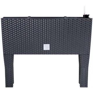 Blumentopf Blumenkasten mit Füßen Blumenkübel Rattan Bewässerung 60cm Anthrazit