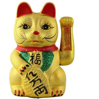 Superfreak Glückskatze - Maneki-Neko - Winkekatze aus Keramik - 26 cm - Gold