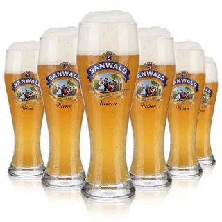 6x Sanwald Bier Glas 0,3l Weizenglas Biergläser Gläser Sahm Riegsee - Transparent