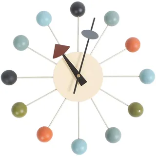 Colcolo Wanduhr mit Holzkugeln, zum Aufhängen an der, kein Ticken, dekorative Süßigkeiten-Wanduhr für Schlafzimmer, Büro, Wohnzimmer, Wanddekoration, Bunter Ball