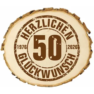 Nomiro Wanddekoobjekt Holzscheibe Geburtstag Gravur - Baumscheibe mit Rinde Deko