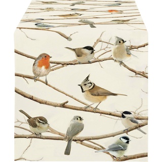 APELT Tischläufer Winterwelt Baumwolle Vögel Größe 46x135 cm