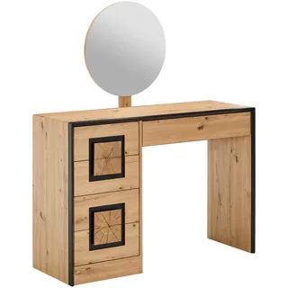 Xora Schminktisch, Schwarz, Eiche, Glas, Holzwerkstoff, 5 Schublade(n) Schubladen, rechteckig, Wange, Sockel, 132x110x40 cm, Bsci, Schlafzimmer, Schminktische