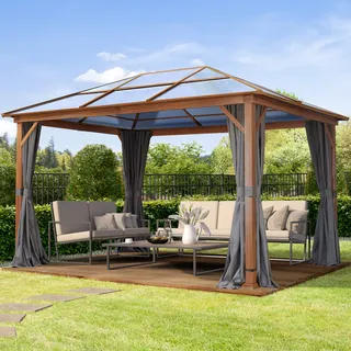 TOOLPORT Forest 3x4 m Hardtop Gartenpavillon, inkl. 4 Seitenteile, loft grey - (300192)