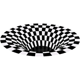 Teppich mit optischer Täuschung 3D-Teppich Teppich mit optischer Täuschung 3D-Illusion, runder schwarz-weißer Gitterteppich 3D-Wirbelraum Schlafzimmer Anti-Rutsch-Fußmatten (120*120cm 视觉体验-1)