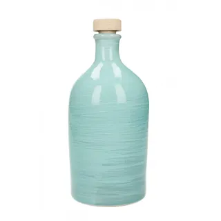 Brandani 52258 handgefertigte Ölflasche, 500 ml, Majolika, Durchmesser 8,5 x 20 cm, Fassungsvermögen 500 ml, Material: Steingut, 100 % Made in Italy, Farbe Türkis