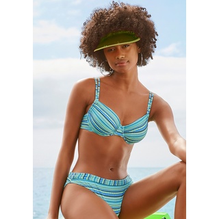 Bügel-Bikini LASCANA Gr. 36, Cup E, grün (türkis, gestreift) Damen Bikini-Sets Ocean Blue