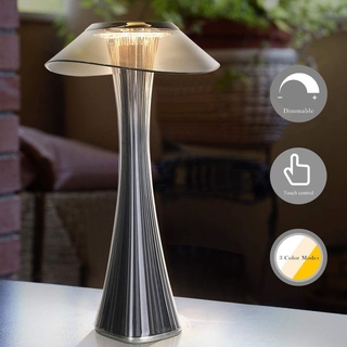 ZMH LED Tischleuchte Akku Touch Dimmbar Moderne Tischlampe PMMA für Schlafzimmer Wohnzimmer Büro