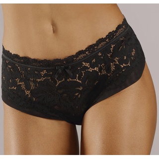 Stringpanty S.OLIVER "Charline" Gr. 40/42, schwarz Damen Unterhosen Panties aus blumiger Spitze in transparenter Optik