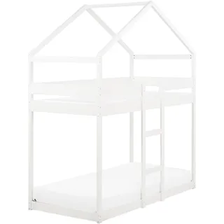 Beliani Hochbett Labatut 90 x 200 cm Kiefer massiv weiß