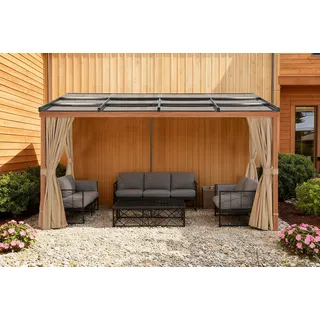 Konifera Anbaupavillon KONIFERA "Bilbao, Terrassenüberdachung", braun (braun, braun), B/H/T: 423cm x 240cm x 296cm, Pavillons, verschiedene Maße, ohne Seitenteile